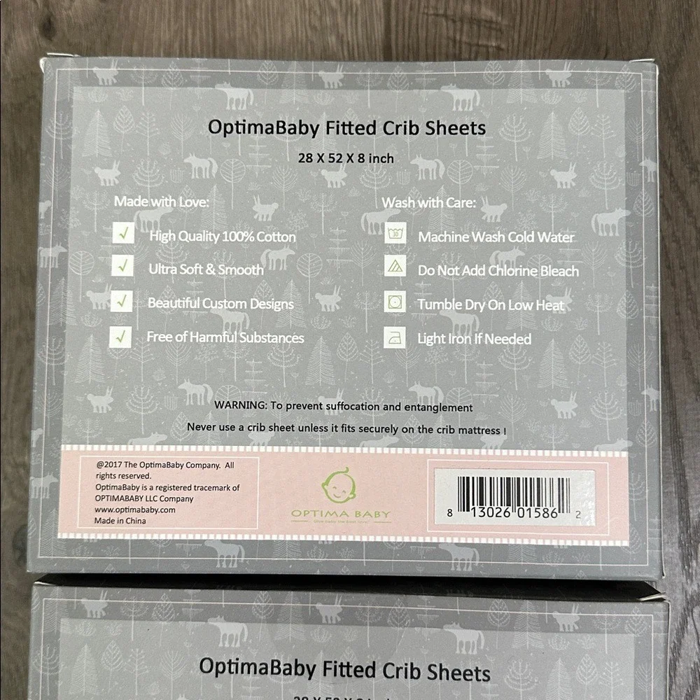 Two Optima Baby‎ 2 Pack Fitted Soft Cotton Fitted Crib Sheets Green White
